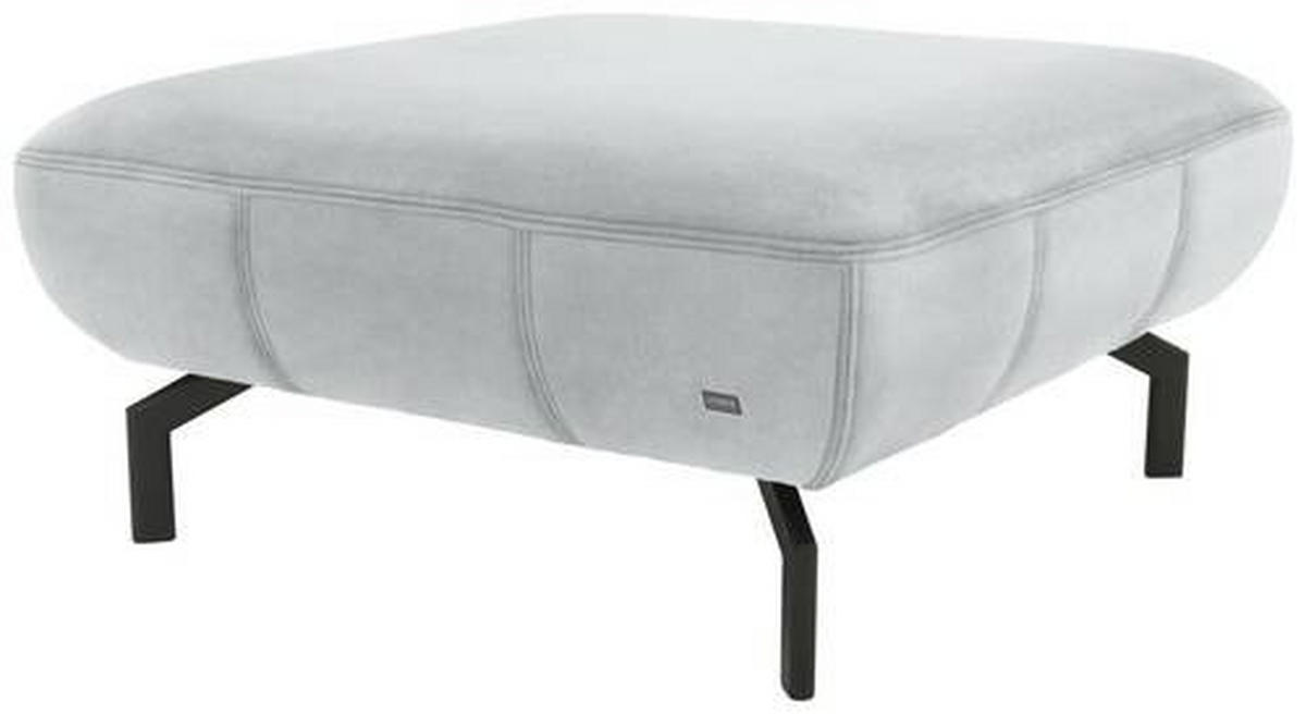 HOCKER in Textil Silberfarben  - Silberfarben/Schwarz, Design, Textil/Metall (83/44/83cm) - LOOKS by W.Joop