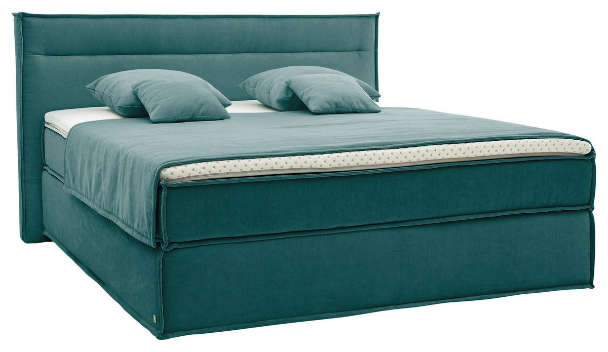 BOXSPRINGBETT 180/200 cm  in Petrol  - Petrol/Schwarz, Design, Textil (180/200cm) - Musterring