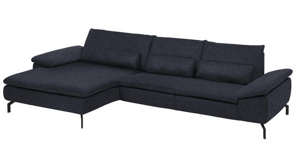 WOHNLANDSCHAFT in Textil Dunkelblau - Schwarz/Dunkelblau, Design, Textil/Metall (181/341cm) - Dieter Knoll