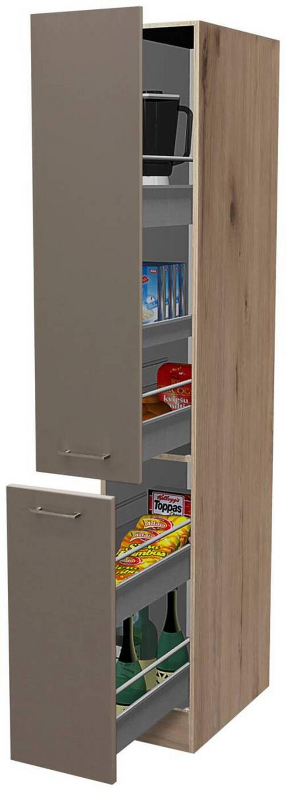 APOTHEKERSCHRANK 30/200/57 cm  in Champagner, Eiche San Remo  - Edelstahlfarben/Champagner, MODERN, Holzwerkstoff/Metall (30/200/57cm) - FlexWell