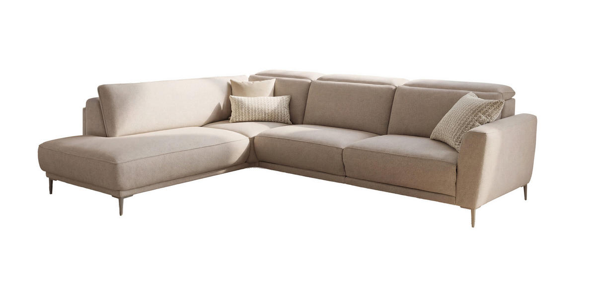 ECKSOFA Creme Flachgewebe  - Beige/Creme, Design, Textil/Metall (177/280cm) - Johann Jakob