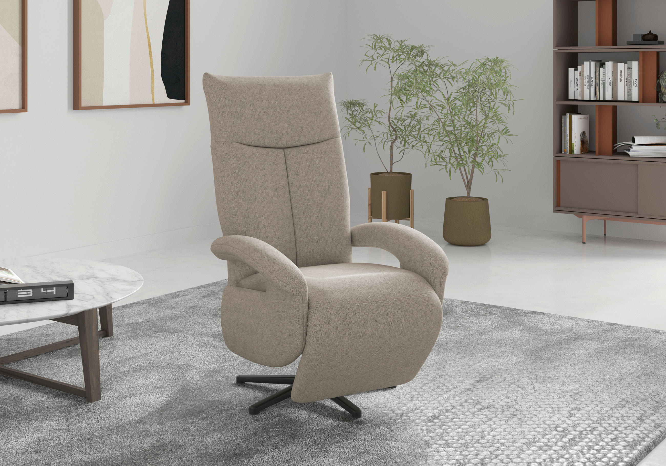 SESSEL in Flachgewebe Taupe - Taupe/Schwarz, Modern, Textil/Metall (74/112/82cm) - Sit & More