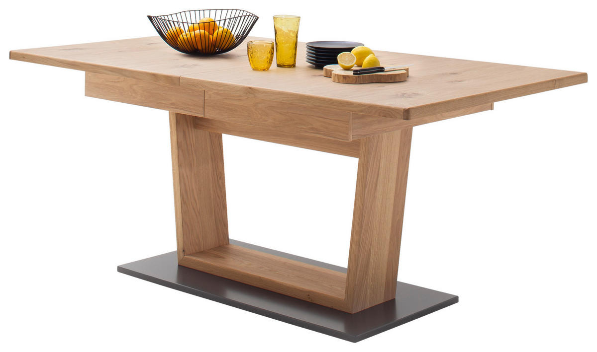 ESSTISCH in Holz, Holzwerkstoff 180-280/100/77 cm  - Eichefarben/Schwarz, Design, Holz/Holzwerkstoff (180-280/100/77cm) - Livetastic