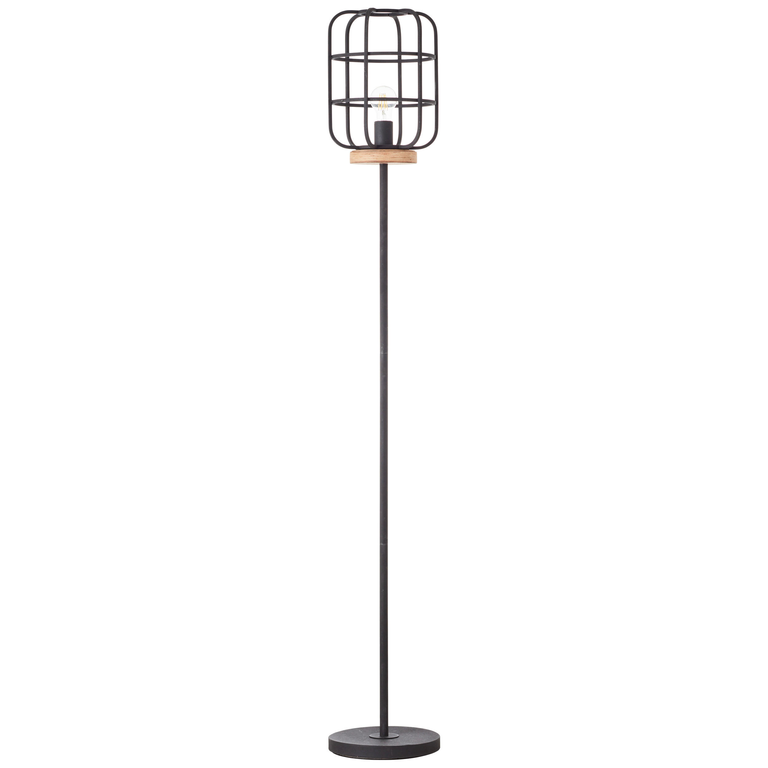 STEHLEUCHTE 25/163 cm    - Schwarz/Braun, KONVENTIONELL, Holz/Metall (25/163cm) - Brilliant