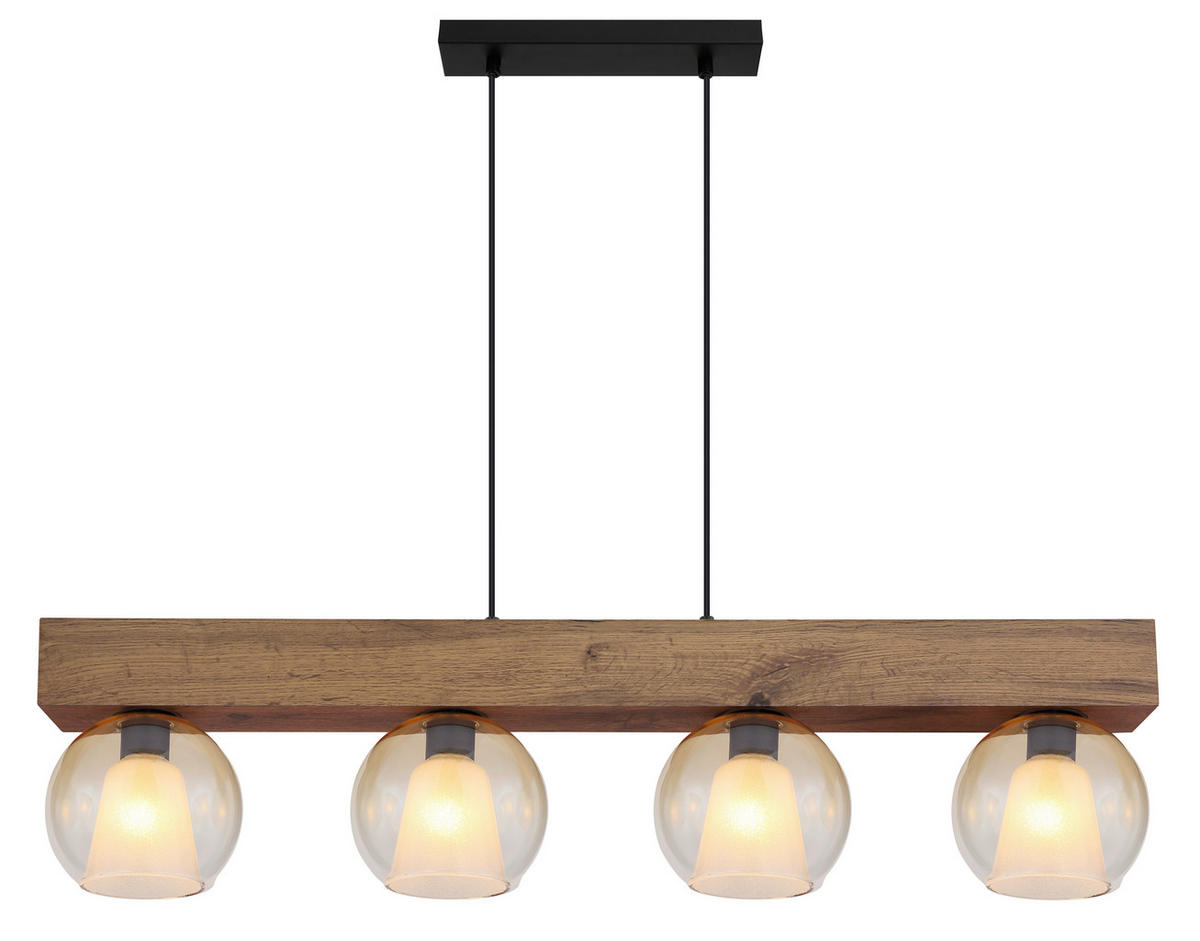 HÄNGELEUCHTE 100/18/120 cm  - Klar/Dunkelbraun, Basics, Glas/Holzwerkstoff (100/18/120cm) - Globo