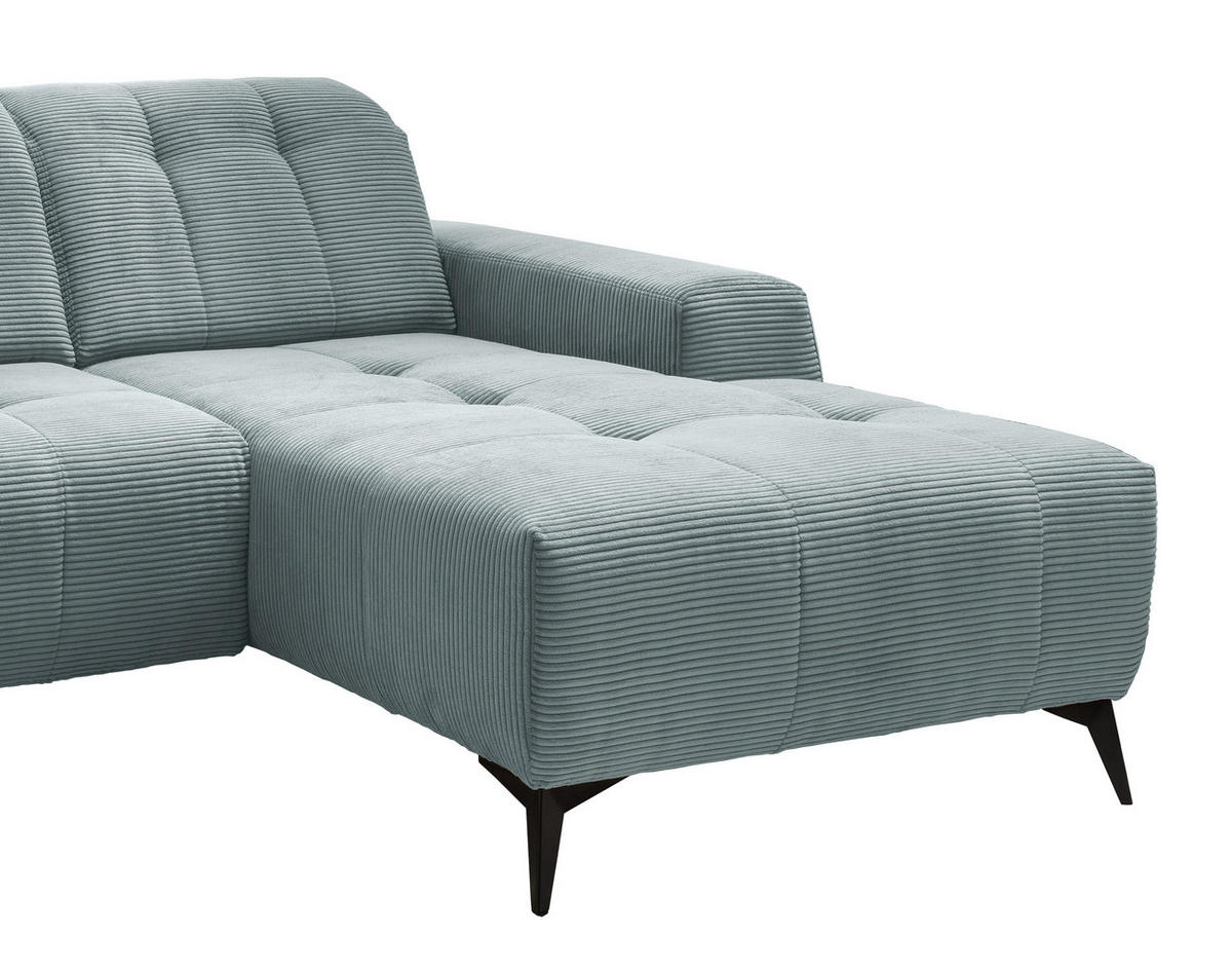 ECKSOFA in Cord Hellblau  - Schwarz/Hellblau, Modern, Textil/Metall (258/180cm) - Livetastic