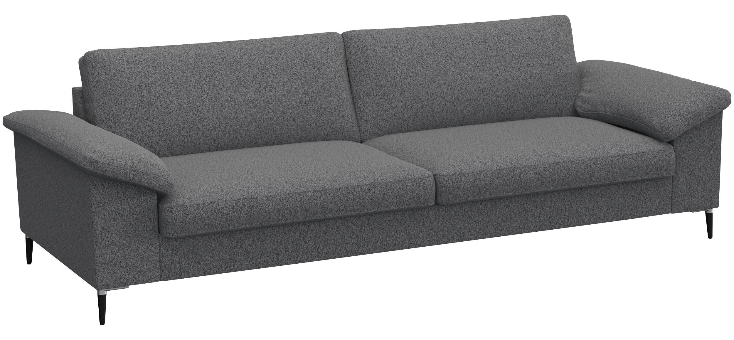 3-SITZER-SOFA Chenille, Webstoff Grau  - Schwarz/Alufarben, Design, Textil/Metall (241/84,5/92cm) - Livetastic