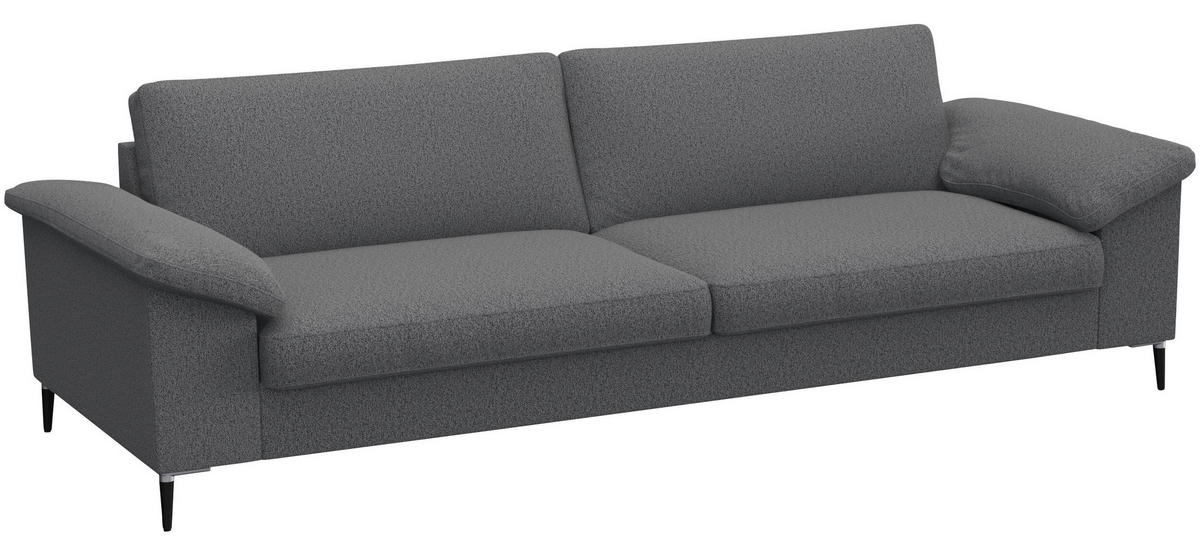 3-SITZER-SOFA Chenille, Webstoff Grau  - Schwarz/Alufarben, Design, Textil/Metall (241/84,5/92cm) - Livetastic