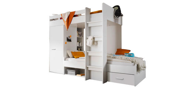 ETAGENBETT 90/200 cm Weiß  - Weiß, KONVENTIONELL, Holzwerkstoff (90/200cm) - Carryhome