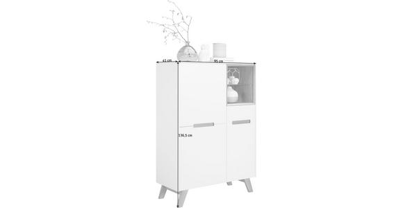 HIGHBOARD 95/136,5/41 cm - Eichefarben/Weiß, Design, Glas/Holz (95/136,5/41cm) - Hom`in
