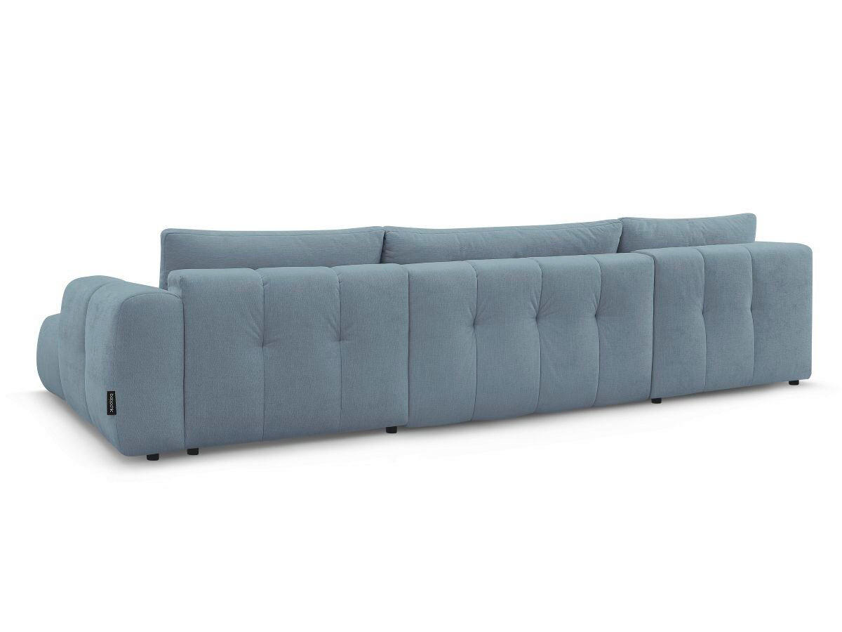 WOHNLANDSCHAFT  FUJI  Hellblau Leinenoptik  - Schwarz/Hellblau, MODERN, Kunststoff/Textil (204/377/160cm)