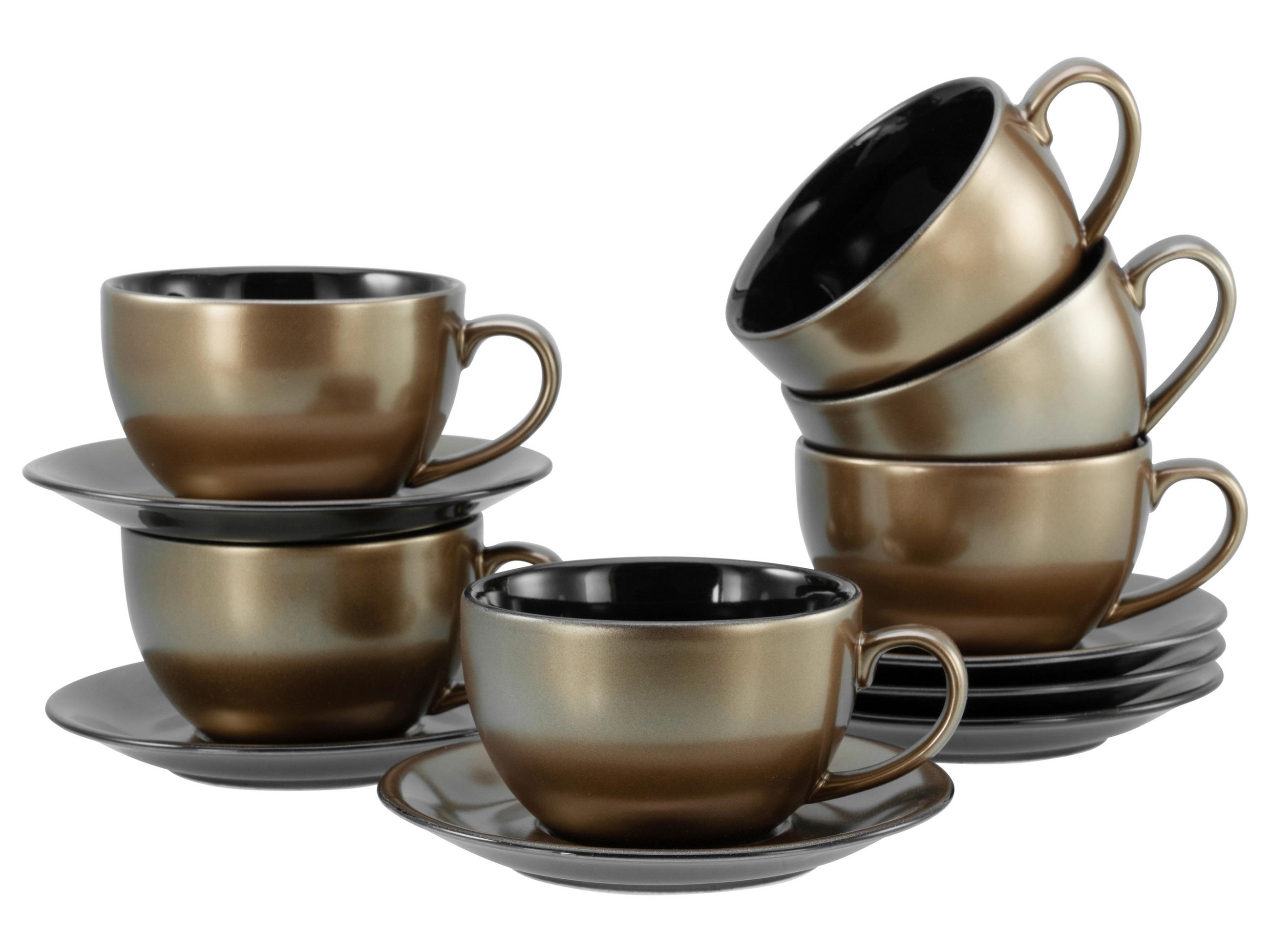 CAPPUCCINOKOPP MED FAT Golden Days Schwarz    - svart/guldfärgad, Basics, keramik - Creatable
