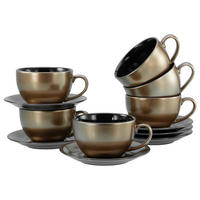 CAPPUCCINOKOPP MED FAT Golden Days Schwarz    - svart/guldfärgad, Basics, keramik - Creatable