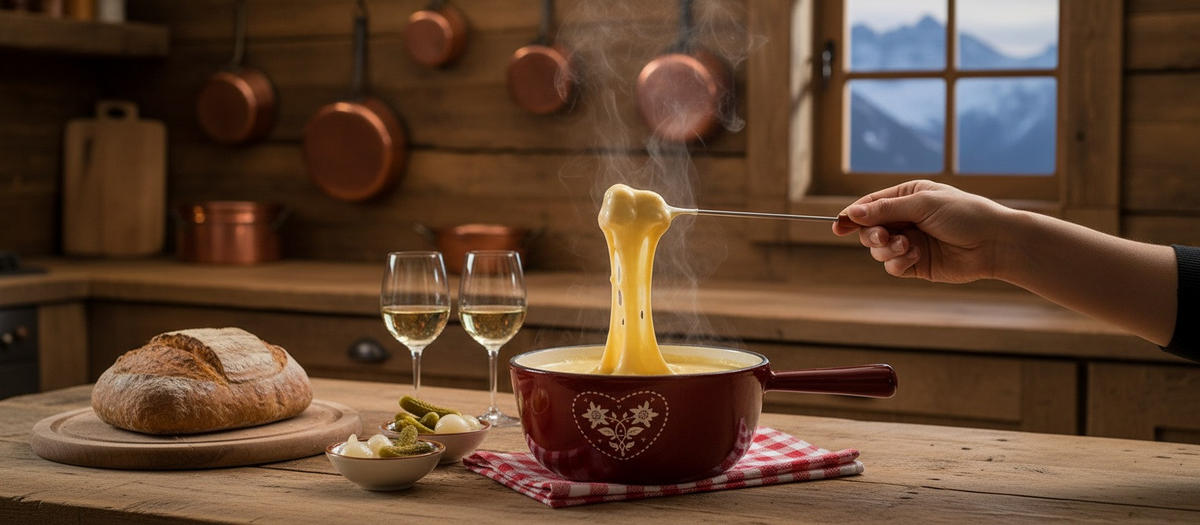 FONDUEPFANNE Heidi Cheese Line: Folk  - Weiss/Rot, Basics, Metall (20cm) - Heidi Cheese Line
