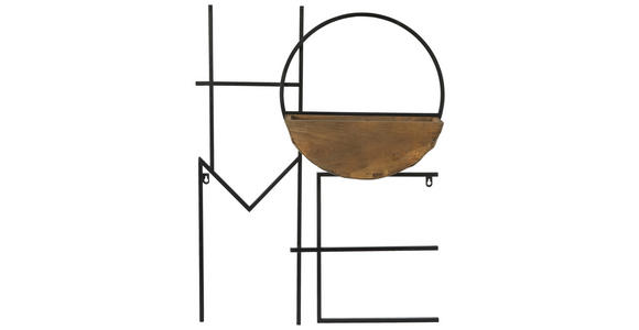 WANDREGAL Tanne massiv Braun, Schwarz  - Schwarz/Braun, Basics, Holz/Metall (60/80/12cm) - Ambia Home