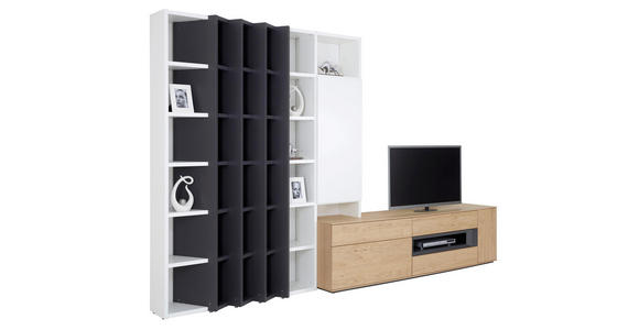 WOHNWAND in Anthrazit, Eichefarben, Weiß - Eichefarben/Anthrazit, Design, Holz/Holzwerkstoff (341/215/47cm) - Dieter Knoll
