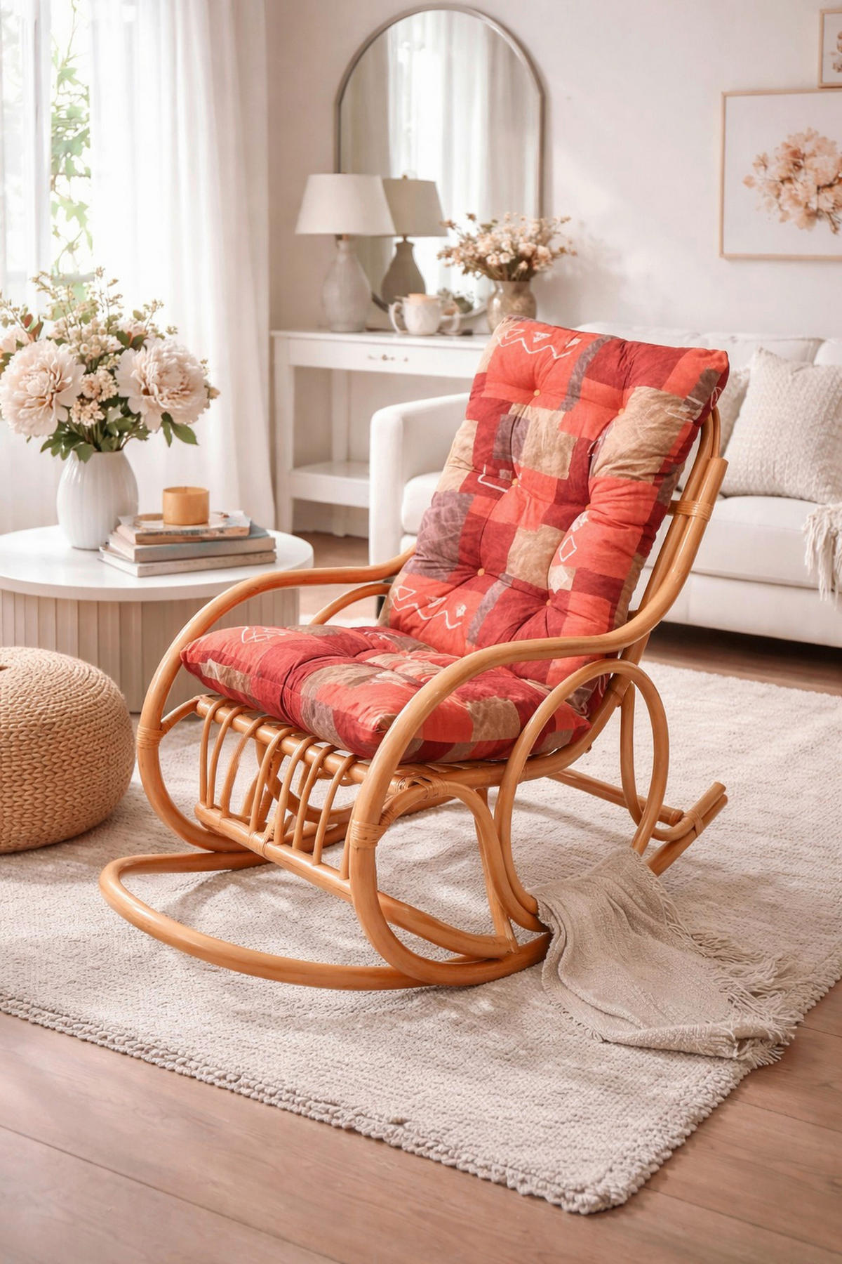 RELAXSESSEL Rückenkissen, Sitzkissen    - Terracotta/Honig, Natur, Holz/Textil (118/62/97cm) - MID.YOU