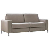 2,5-SITZER in Echtleder Grau  - Chromfarben/Grau, Natur, Leder/Metall (188/85/95cm) - Valdera