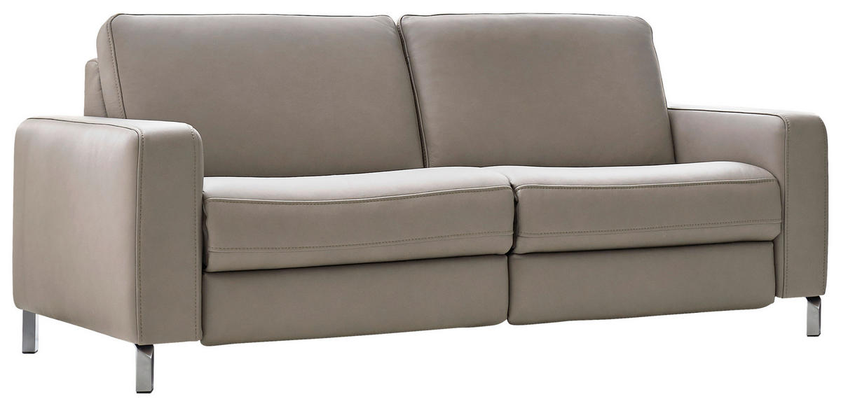 2,5-SITZER in Echtleder Grau  - Chromfarben/Grau, Natur, Leder/Metall (188/85/95cm) - Valdera