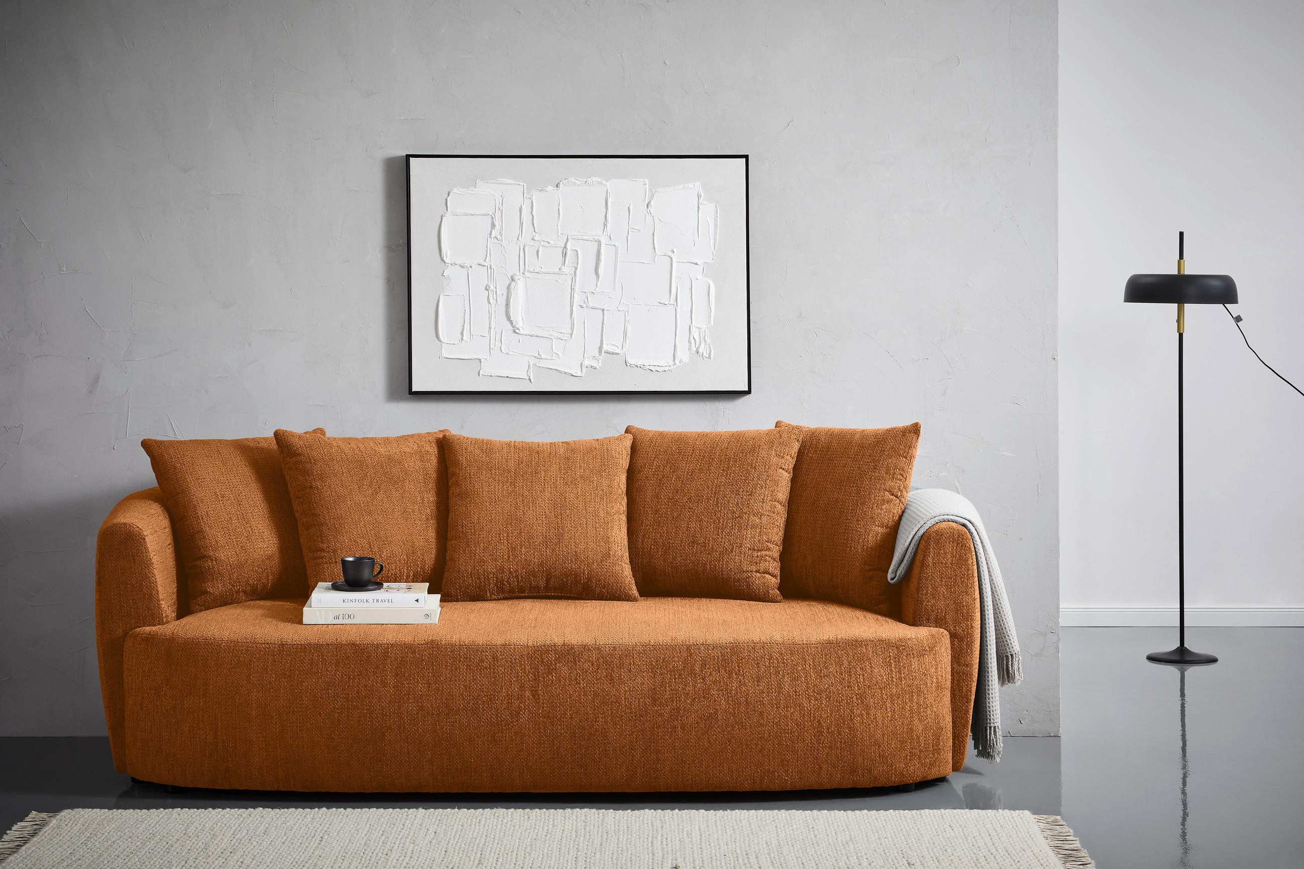 SCHLAFSOFA Chenille Rostfarben  - Rostfarben/Schwarz, KONVENTIONELL, Kunststoff/Textil (238/74/107cm) - Carryhome