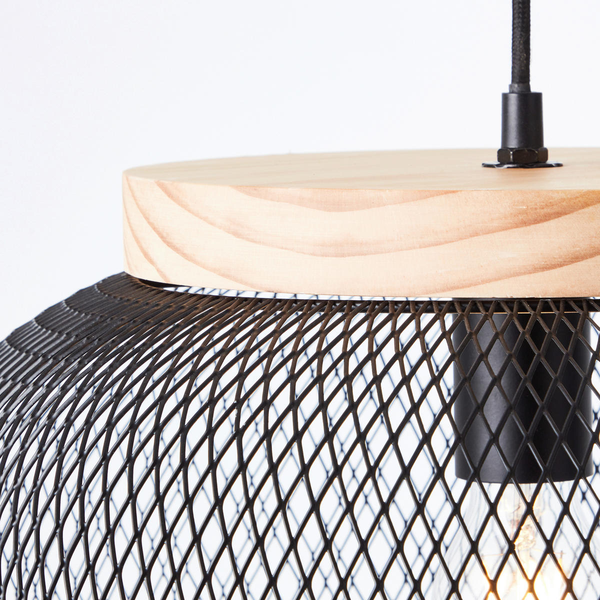 PENDELLEUCHTE 40/110 cm    - Schwarz/Kieferfarben, Basics, Holz/Metall (40/110cm) - Brilliant