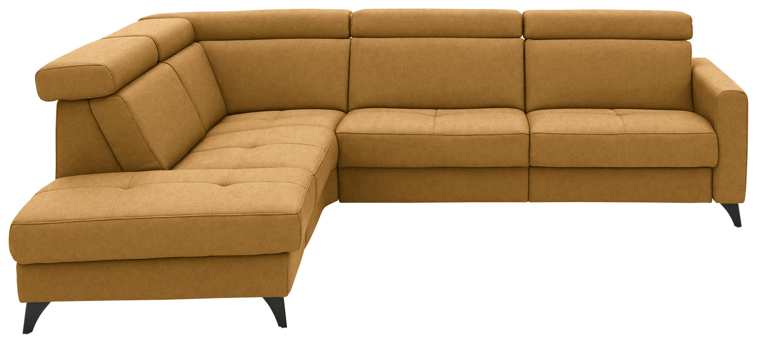 ECKSOFA Flachgewebe Currygelb  - Currygelb/Schwarz, Konventionell, Textil/Metall (214/276cm) - Beldomo System