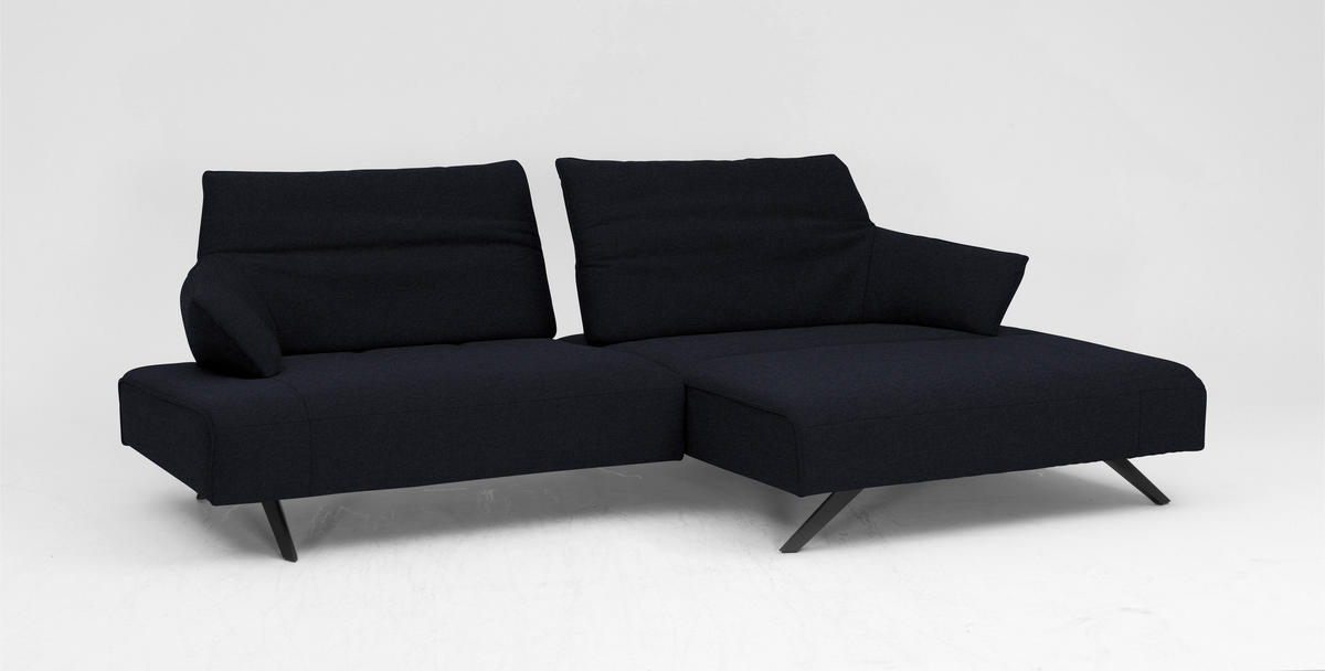 ECKSOFA in Struktur Dunkelblau  - Anthrazit/Dunkelblau, Design, Textil/Metall (276/165cm) - Himolla