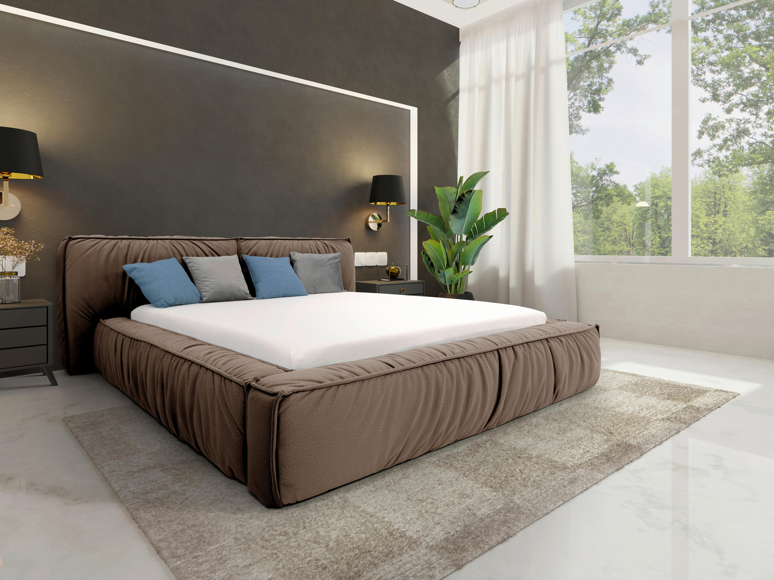 POLSTERBETT Lattenrost, Bettkasten 180/200 cm  in Taupe  - Taupe/Schwarz, Design, Holz/Textil (180/200cm) - Boxxx