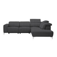 ECKSOFA Dunkelgrau Flachgewebe  - Chromfarben/Dunkelgrau, Design, Textil/Metall (290/238cm) - Pure Home Lifestyle