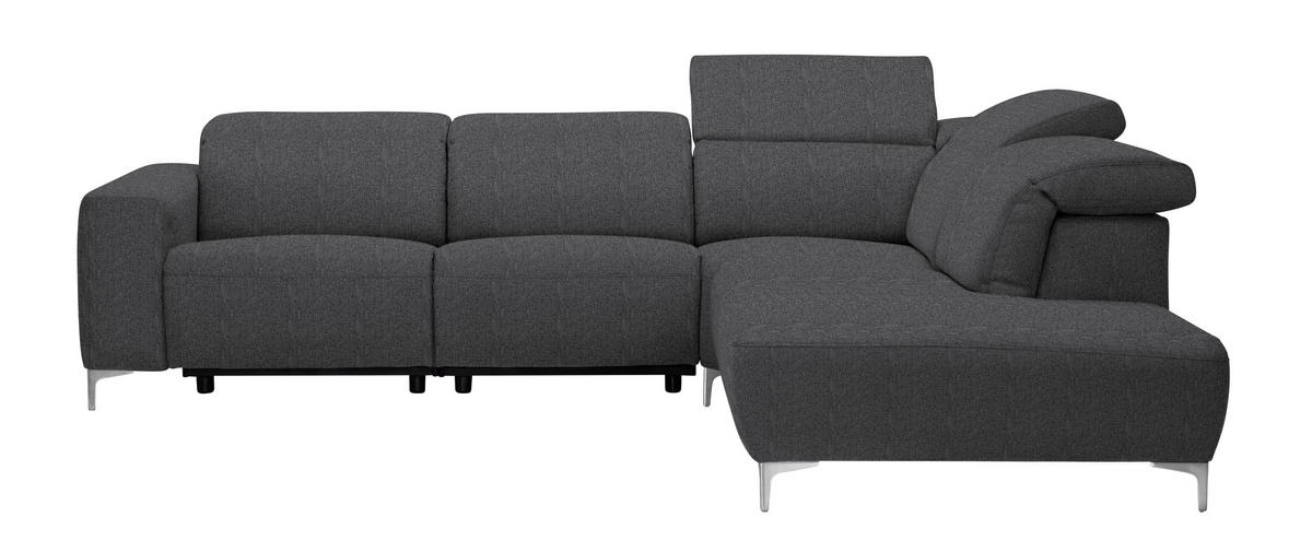 ECKSOFA Dunkelgrau Flachgewebe  - Chromfarben/Dunkelgrau, Design, Textil/Metall (290/238cm) - Pure Home Lifestyle