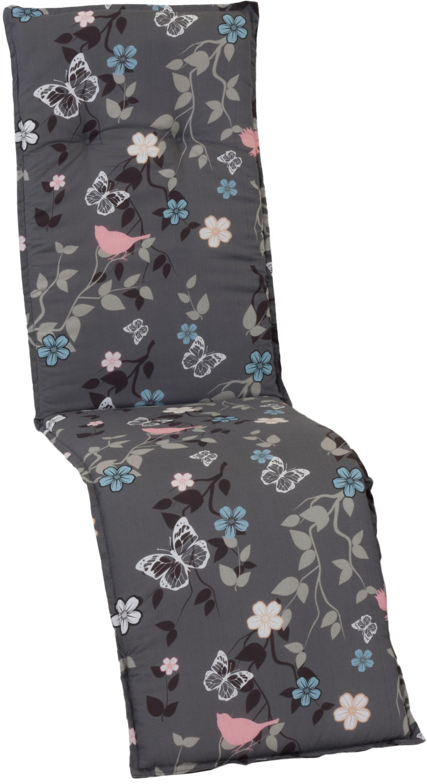 RELAXSESSELAUFLAGE Grau Blume  - Grau, Design, Textil (171/50/6cm) - Gardenson