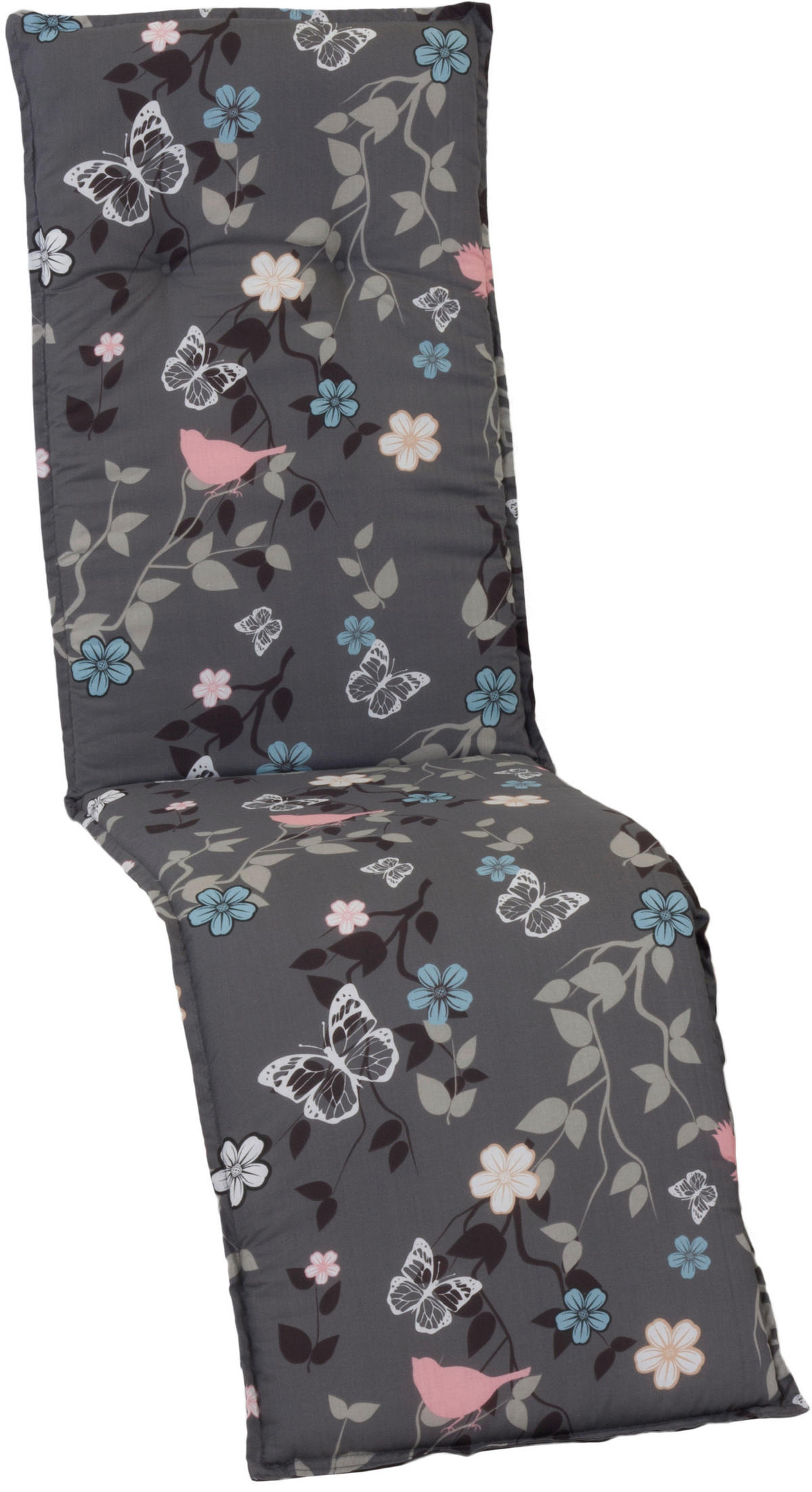RELAXSESSELAUFLAGE Grau Blume  - Grau, Design, Textil (171/50/6cm) - Gardenson