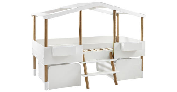 HAUSBETT Leiter, Lattenrost 90/190/200 cm - Naturfarben/Weiß, Design, Holz/Holzwerkstoff (90/190/200cm) - Xora