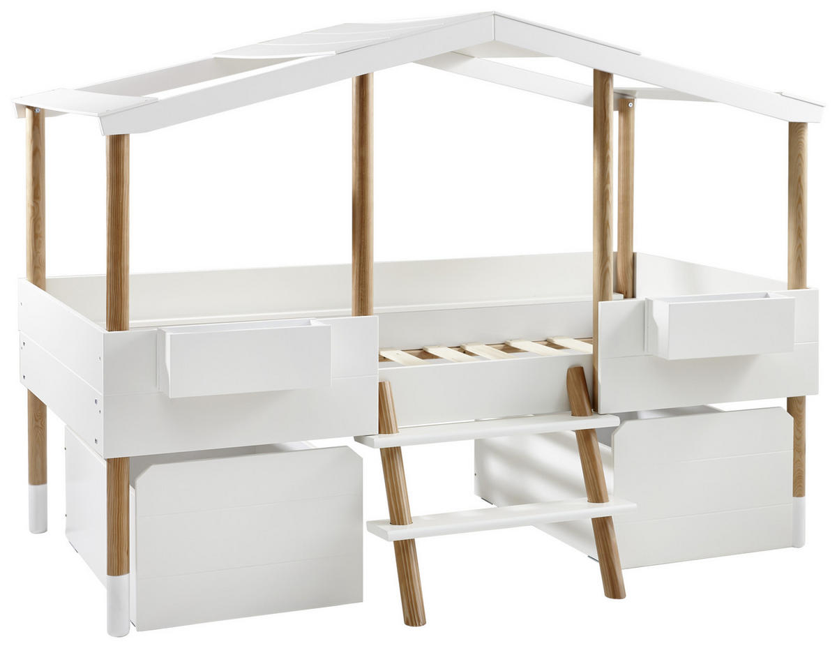 HAUSBETT Leiter, Lattenrost 90/190/200 cm  - Naturfarben/Weiß, Design, Holz/Holzwerkstoff (90/190/200cm) - Xora
