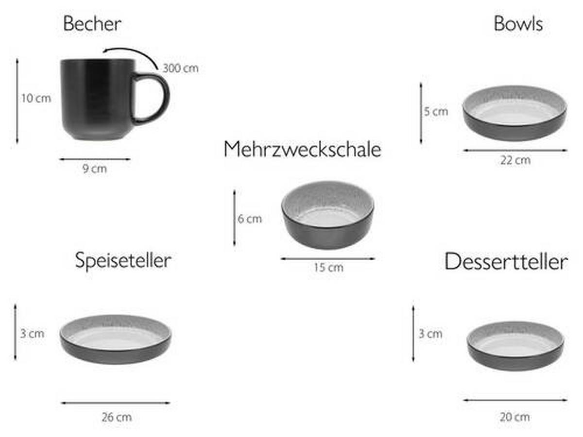 KOMBISERVICE 10-teilig  - Hellgrau, Trend, Keramik - Creatable