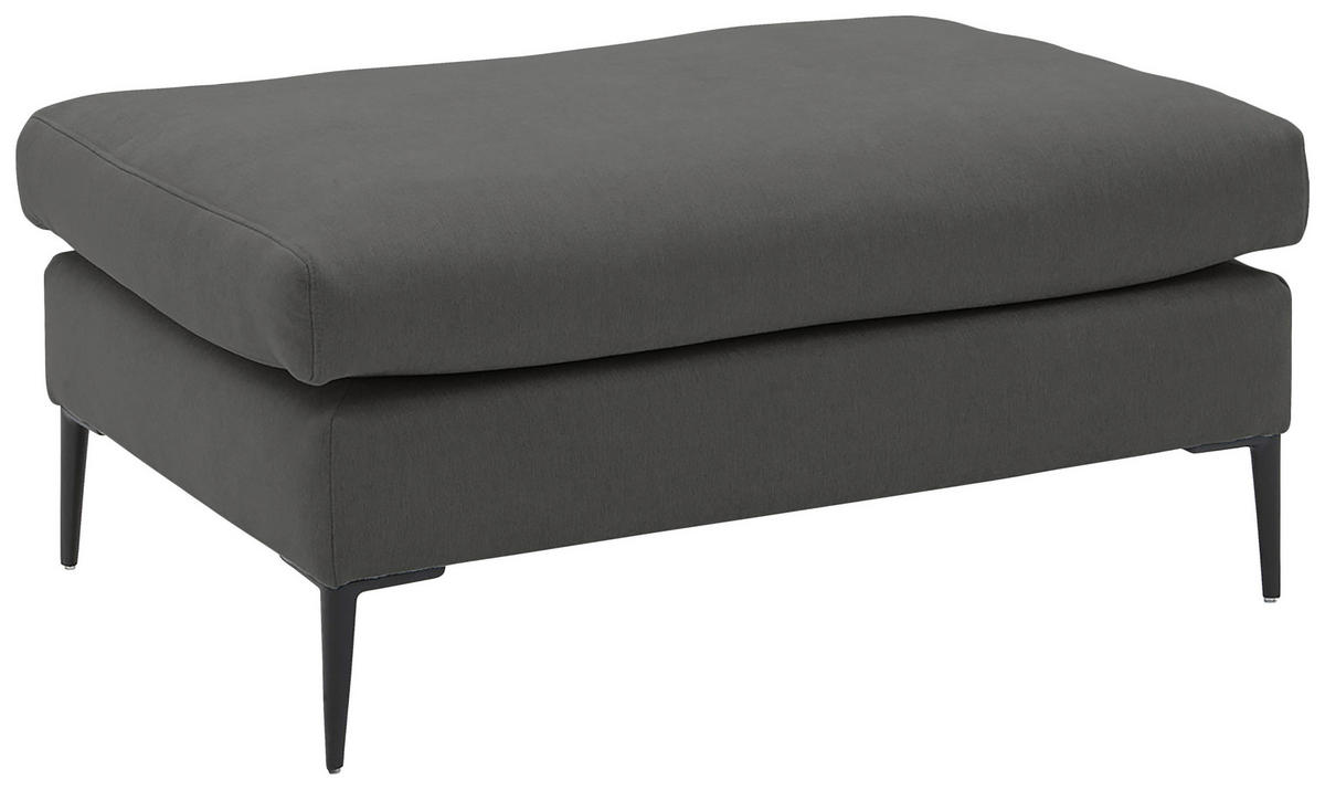 HOCKER in Textil Dunkelgrau  - Dunkelgrau/Schwarz, Modern, Textil/Metall (100/43/69cm) - Trendmanufaktur