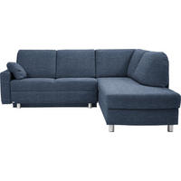 ECKSOFA 227/208 cm  in Chenille Blau Zierkissen, Armlehnenkissen  227/208 cm  - Blau/Alufarben, KONVENTIONELL, Textil/Metall (227/208cm) - Sedda