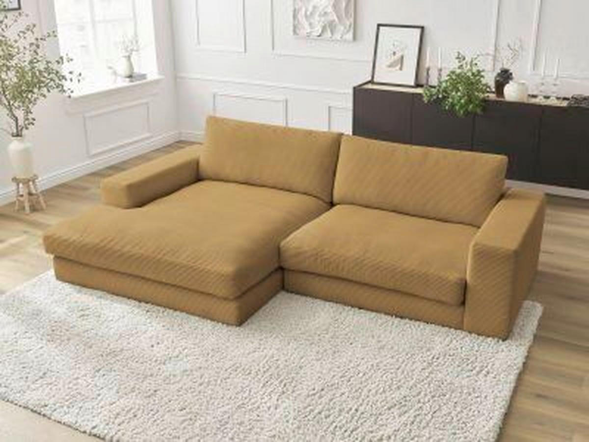 ECKSOFA  LEONARD Gelb Cord  - Gelb/Schwarz, MODERN, Kunststoff/Textil (159/274cm)