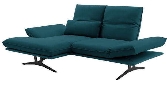 ECKSOFA in Echtleder Petrol  - Gelb/Petrol, Design, Leder/Metall (130/210cm) - Dieter Knoll