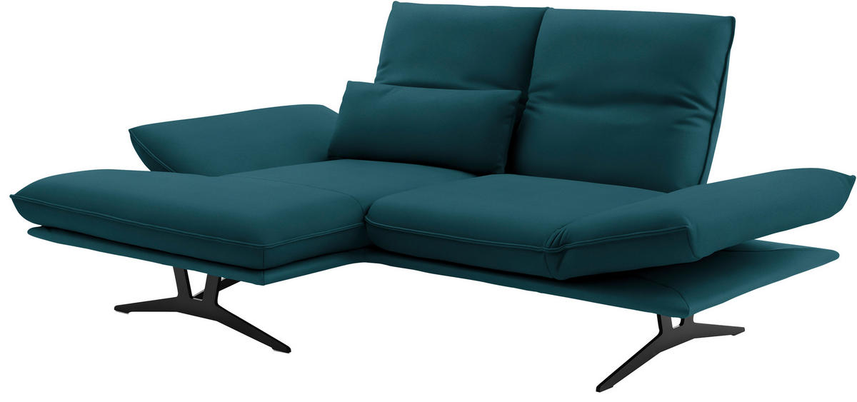 ECKSOFA in Echtleder Petrol  130/210 cm  - Gelb/Petrol, Design, Leder/Metall (130/210cm) - Dieter Knoll