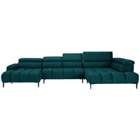 WOHNLANDSCHAFT in Webstoff Petrol  - Petrol/Schwarz, Design, Textil/Metall (177/385/216cm) - Welnova