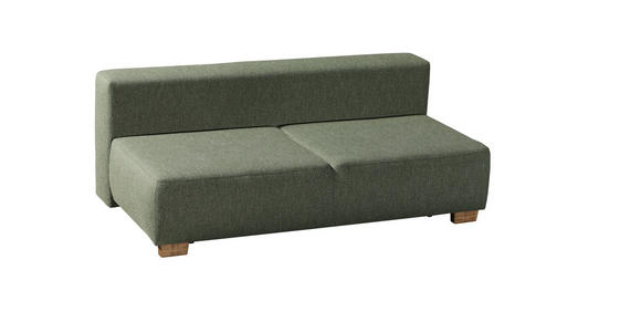 BOXSPRINGSOFA Grün Rückenkissen, Armlehnenkissen, Schlaffunktion, Rücken echt  - Naturfarben/Grün, MODERN, Holz/Textil (205/93/108cm) - Novel