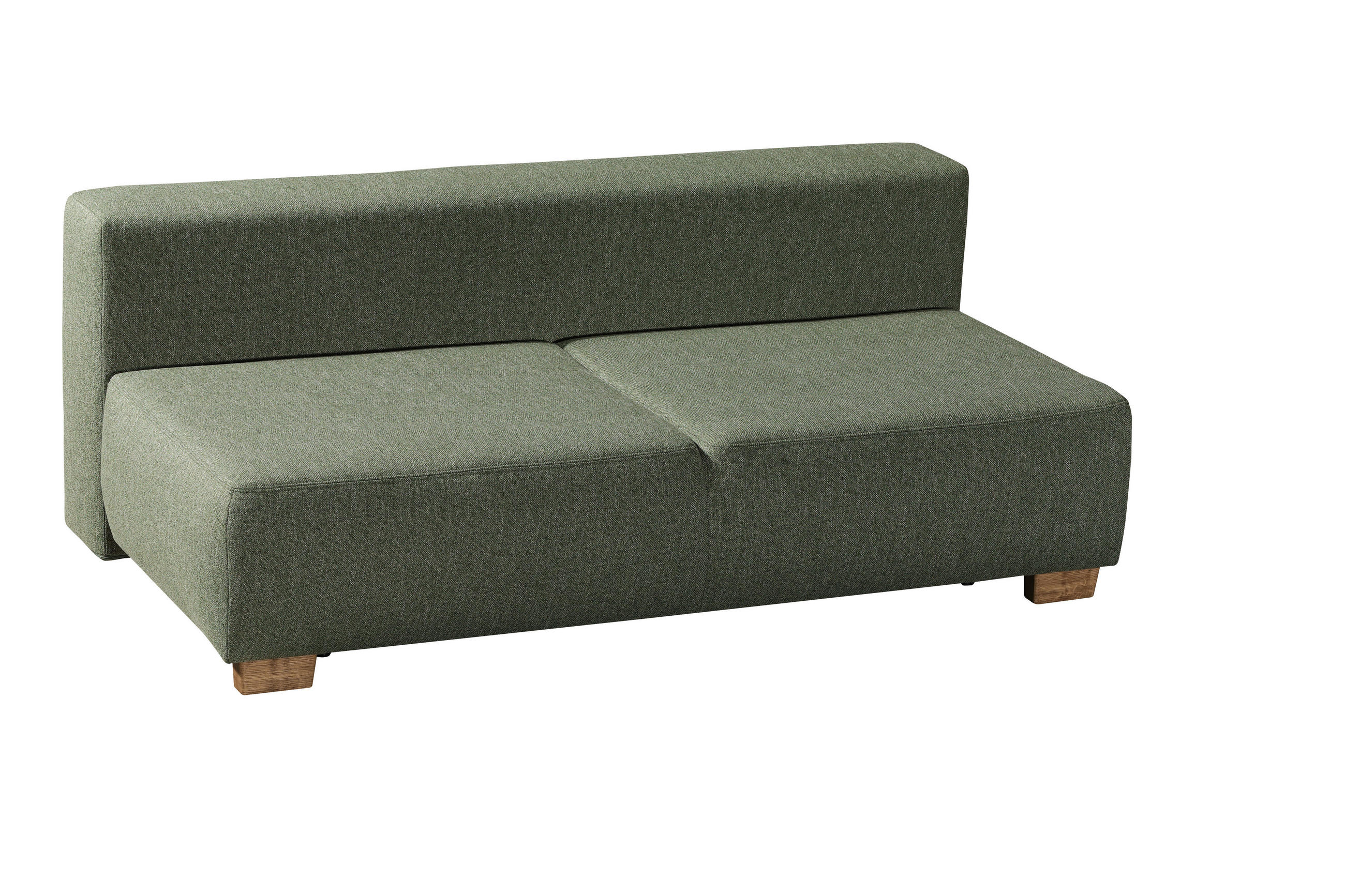 Thumbnail - Novel Boxspringsofa, Grün, Textil, Eiche, Uni, 2-Sitzer, 205x93x108 cm, Fußauswahl, Stoffauswahl, Liegefunktion, Schlafe...