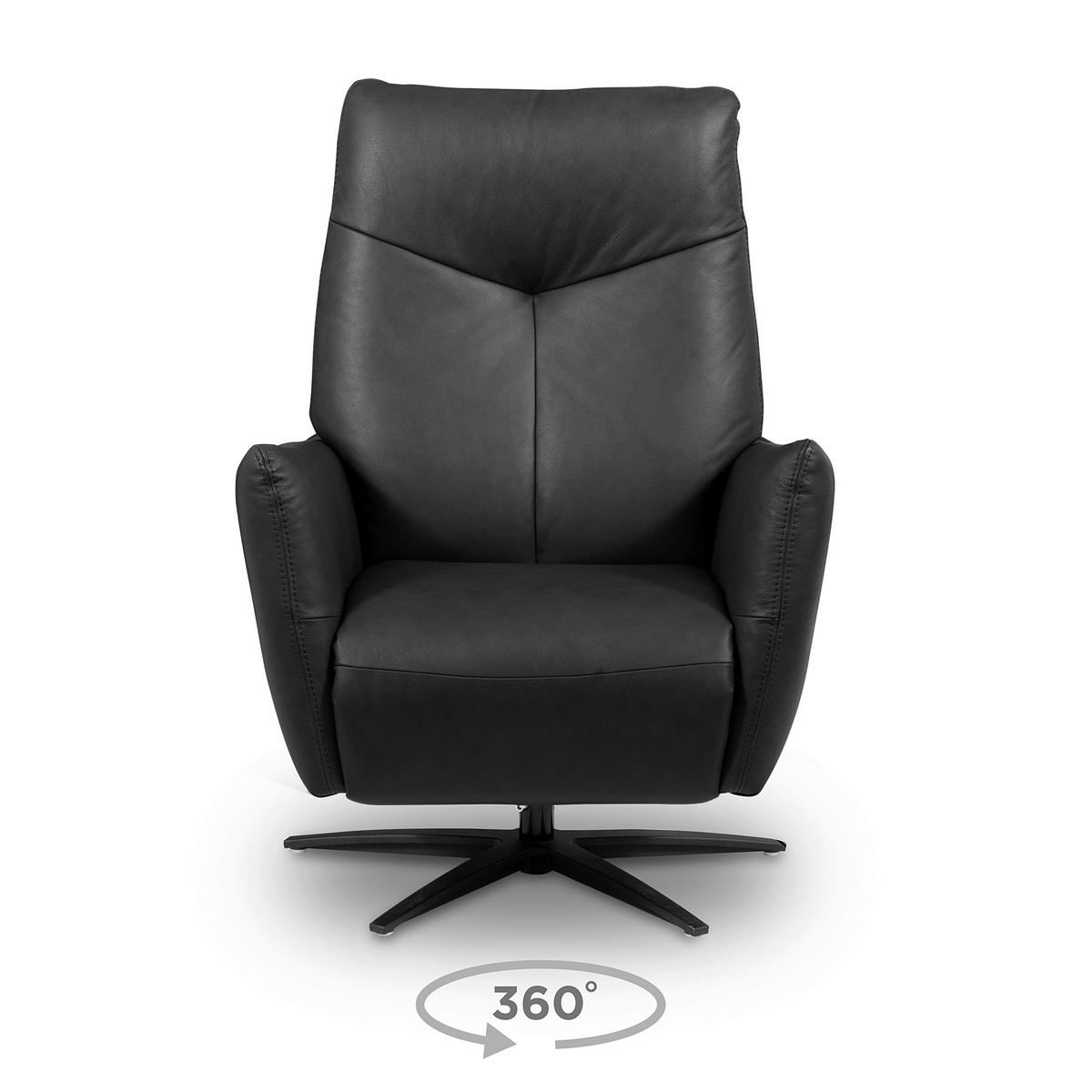 RELAXSESSEL Leder Schwarz  - Schwarz, Design, Leder/Metall (76/107/88cm) - Livetastic