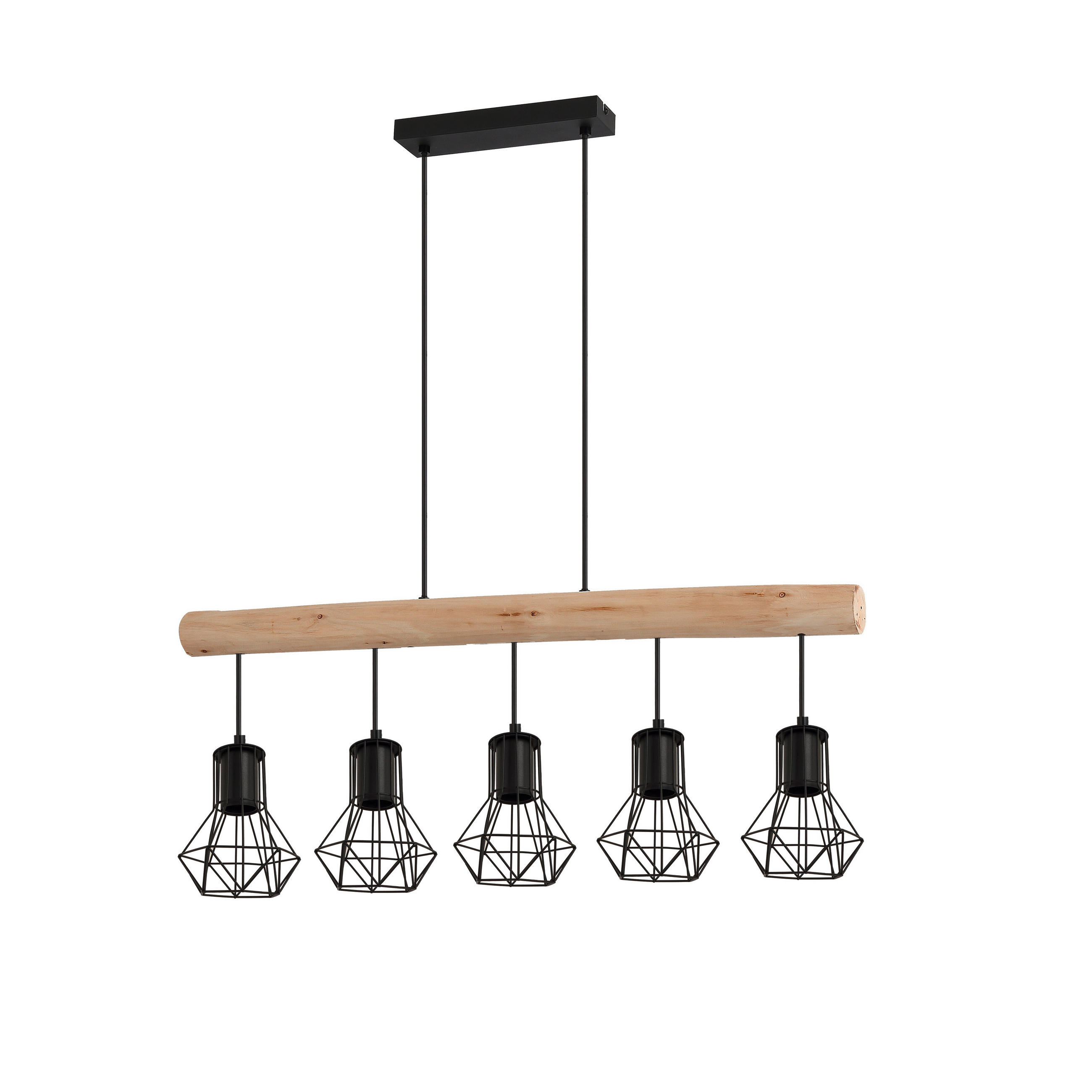 HÄNGELEUCHTE 104/13,6/140 cm   - Schwarz/Naturfarben, Design, Holz/Metall (104/13,6/140cm) - Novel