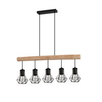 ZÁVĚSNÉ SVÍTIDLO, 104/13,6/140 cm  - černá/přírodní barvy, Design, kov/dřevo (104/13,6/140cm) - Novel