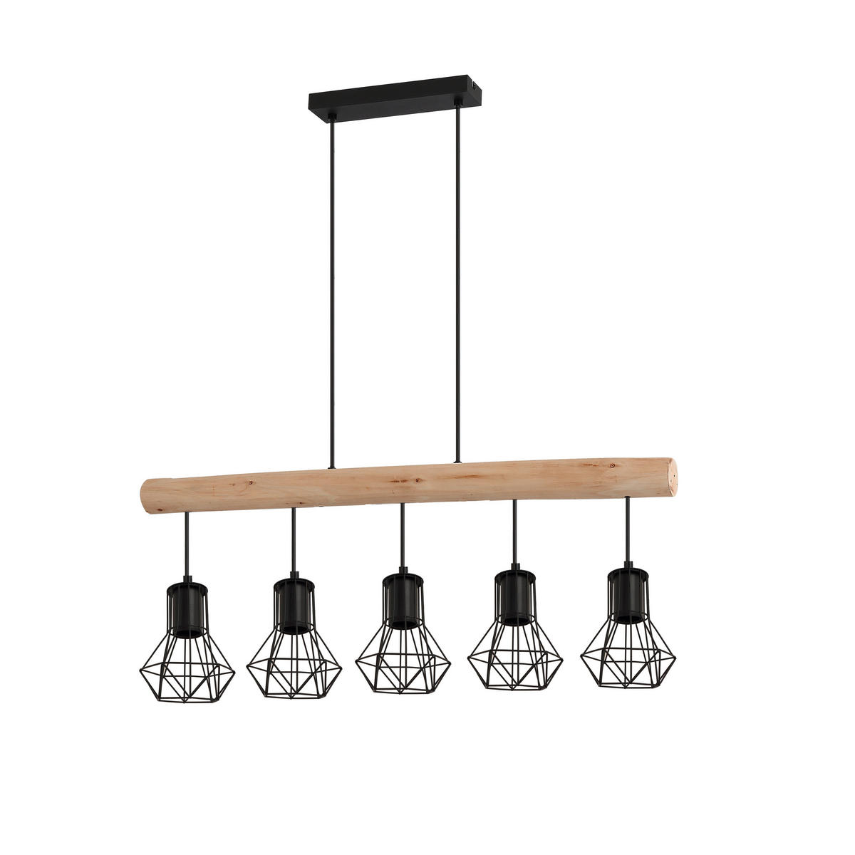 ZÁVĚSNÉ SVÍTIDLO, 104/13,6/140 cm  - černá/přírodní barvy, Design, kov/dřevo (104/13,6/140cm) - Novel
