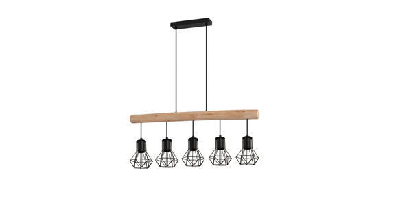 HÄNGELEUCHTE 104/13,6/140 cm - Schwarz/Naturfarben, Design, Holz/Metall (104/13,6/140cm) - Novel