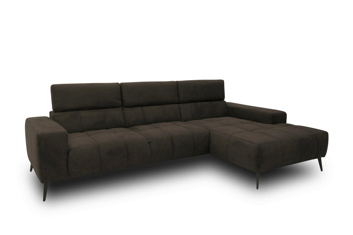 ECKSOFA TRENTO Mikrofaser  - Dunkelgrau/Schwarz, MODERN, Textil/Metall (287/175cm) - MID.YOU