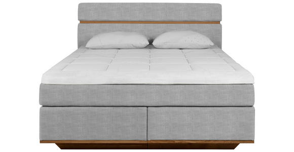 BOXSPRINGBETT 180/200 cm  in Hellgrau  - Eichefarben/Hellgrau, Natur, Holz/Textil (180/200cm) - Linea Natura